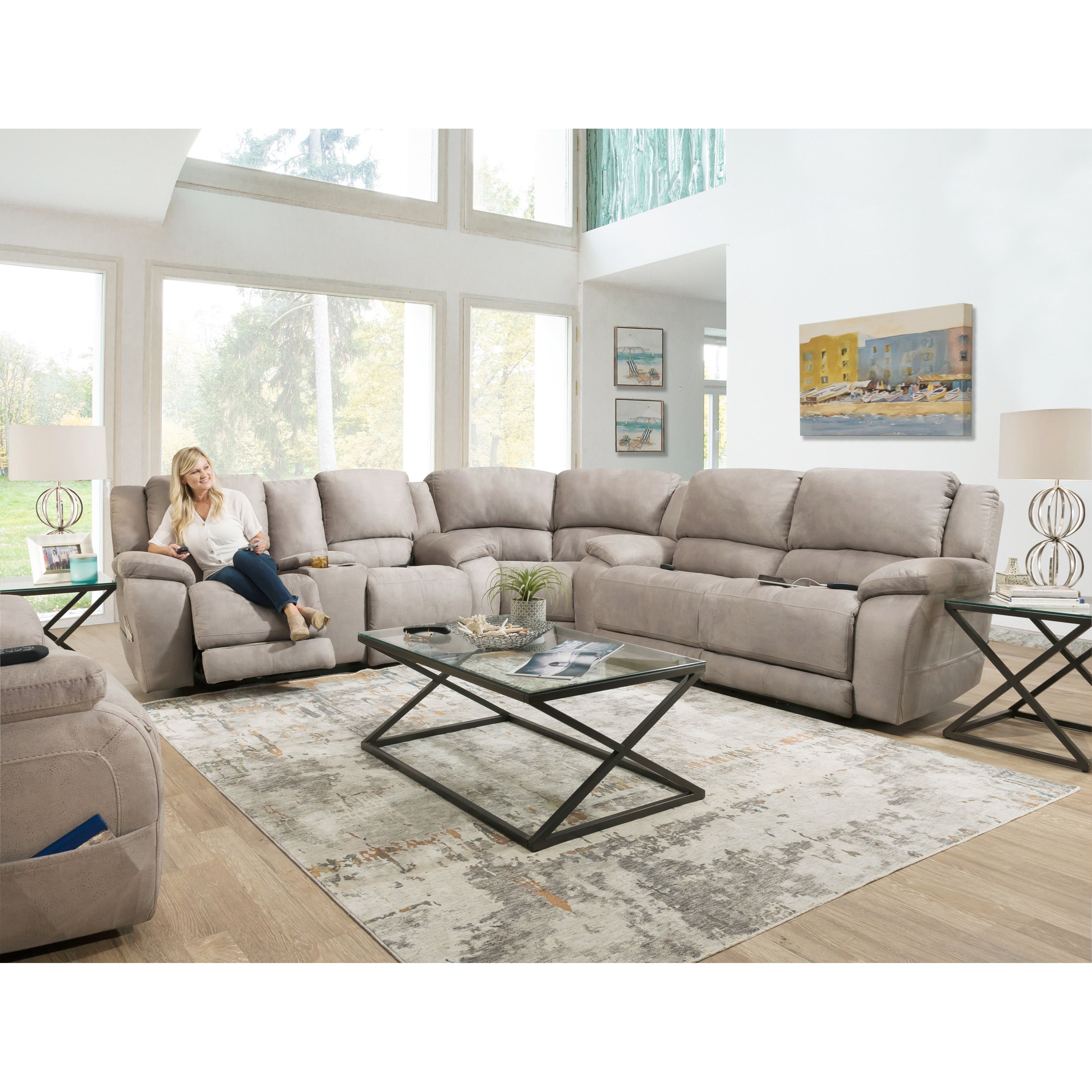 HomeStretch Explorer Casual LShaped Power Reclining Sectional
